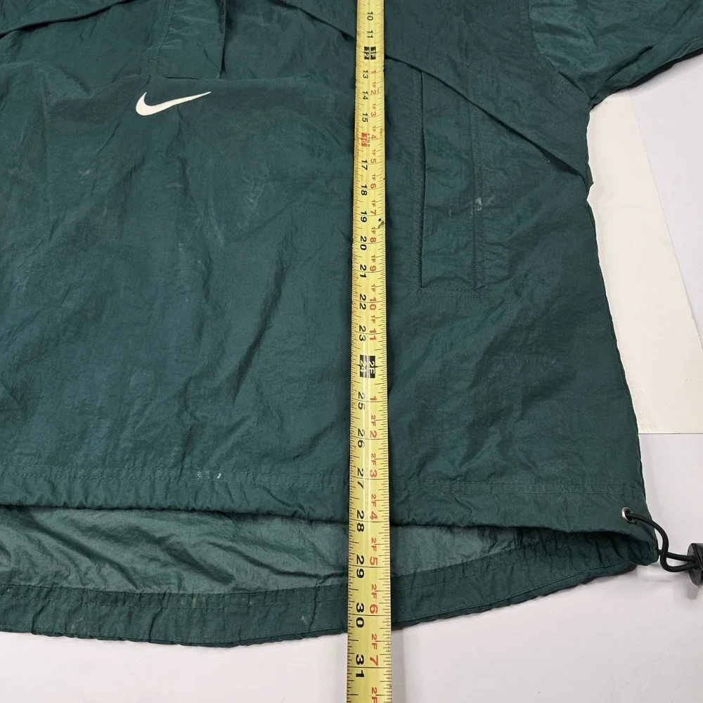 Vintage Nike Pullover Mens Large Center Swoosh Windbreaker‎ Forest Green 90s